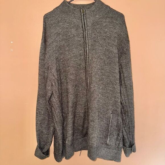 Harbor Bay Men's Brown Full Zip Mock Collar Sweater - XLT - Picture 1 of 7